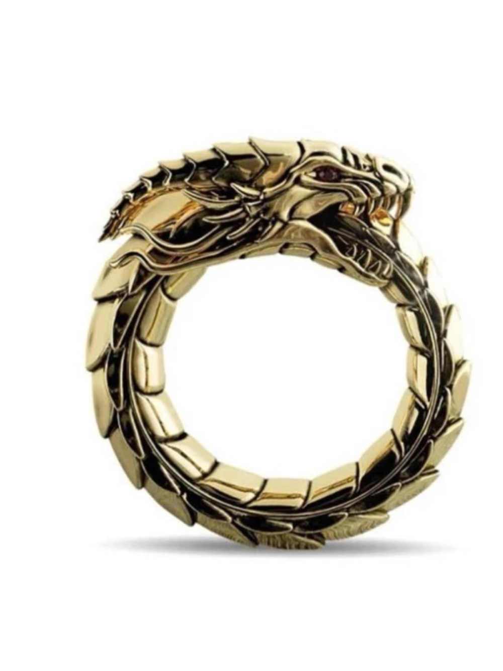 NWT- VIKING DRAGON RING in GOLD-TONE & BLACK MENS SZ 8